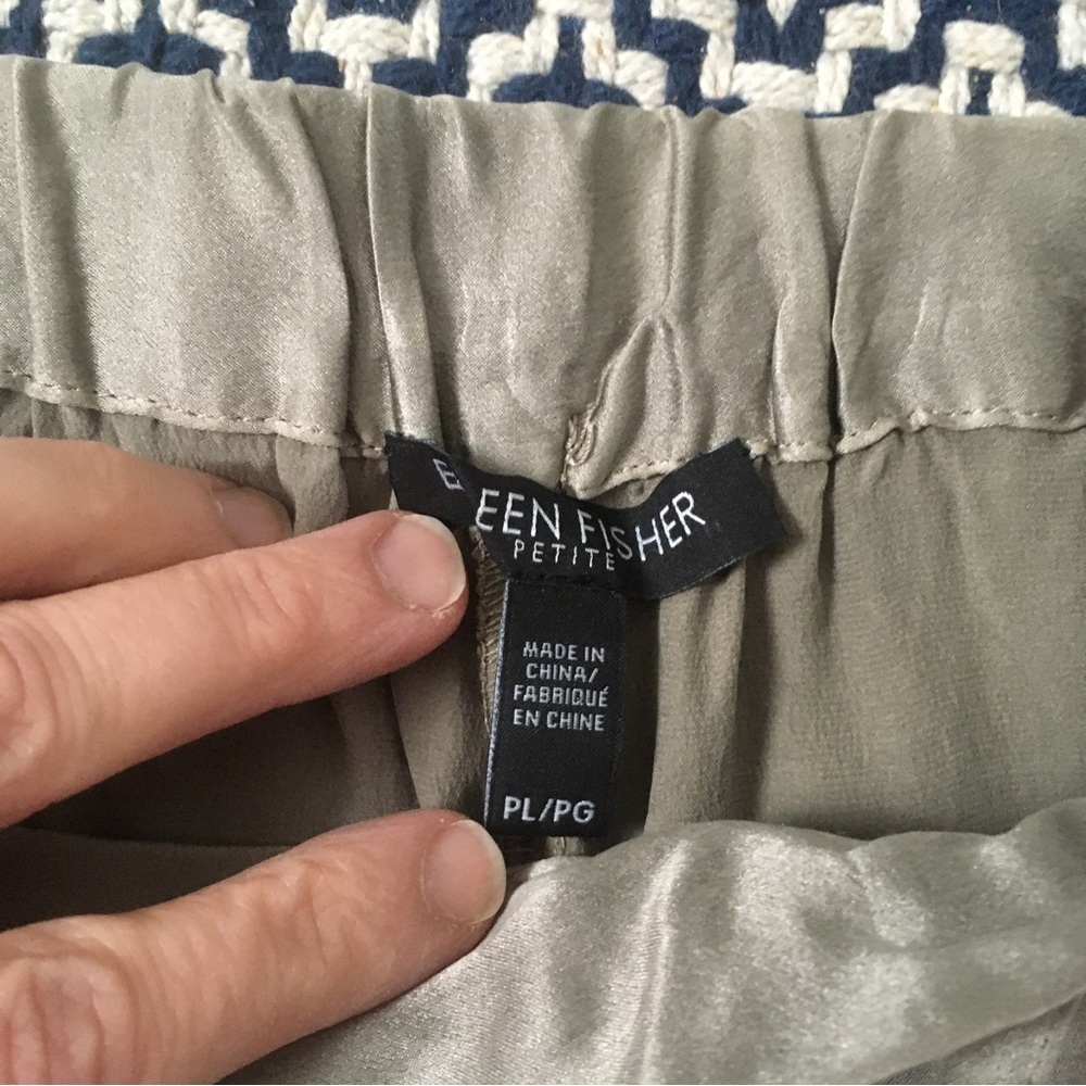 Eileen Fisher mocha silk drawstring slouchy pants petite large - Picture 2 of 3